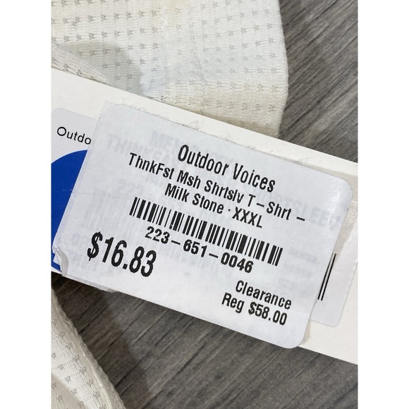 Outdoor Voices T Shirt Extra 3XLarge Beige Mesh Thinkfast Waffle Knit - Picture 4 of 9